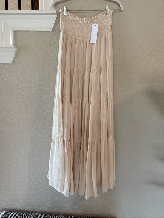 Aakaa Dresses & Skirts - NWT Aakaa Smocked Waist Cream Tiered Maxi Skirt (m)